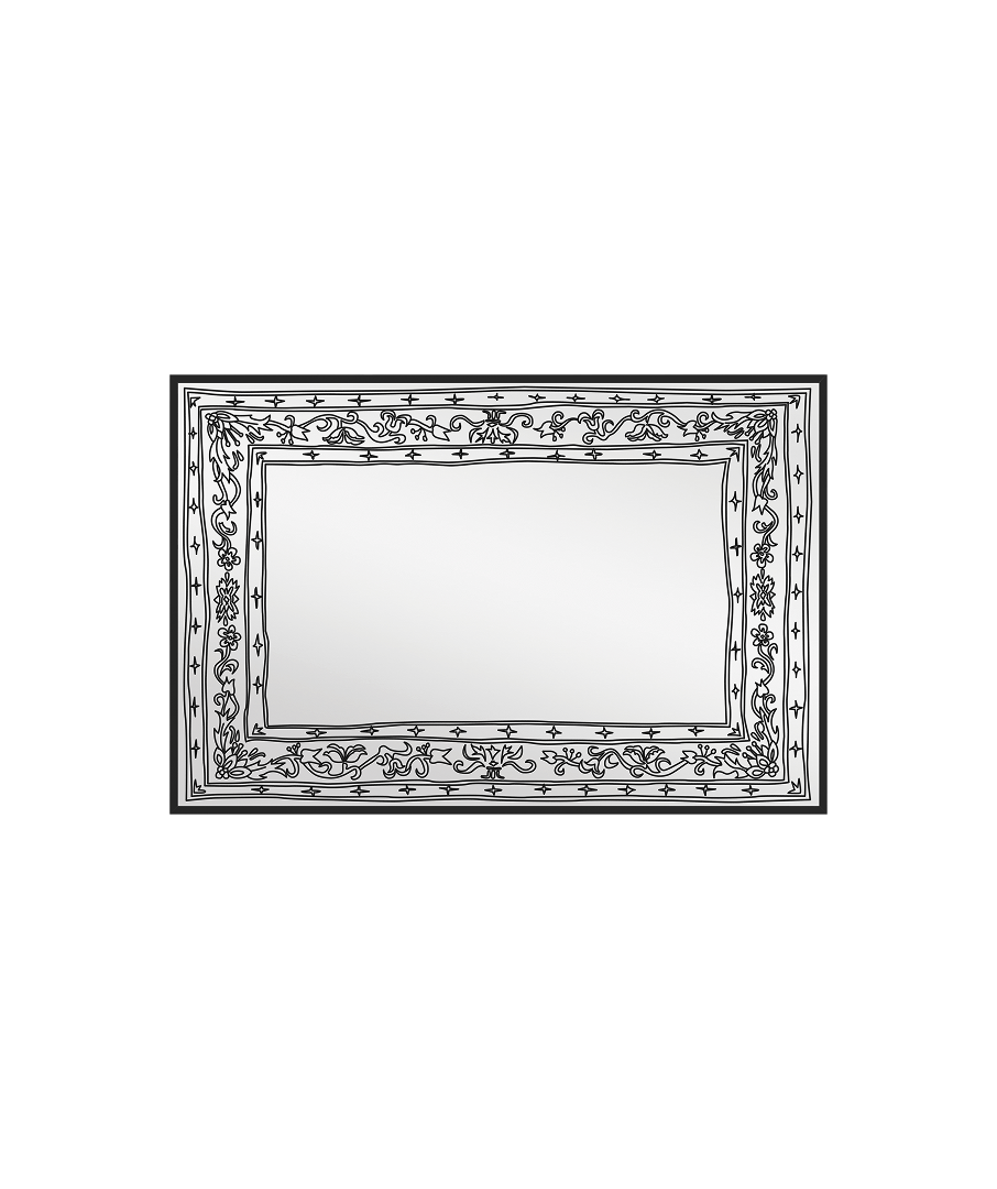 Doodle Persian Mirror Black
