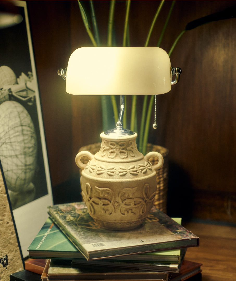 Terracotta Banker’s Lamp