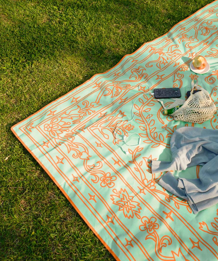 Doodle Persian Picnic Mat Orange