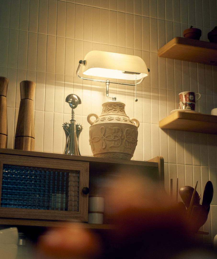 Terracotta Banker’s Lamp