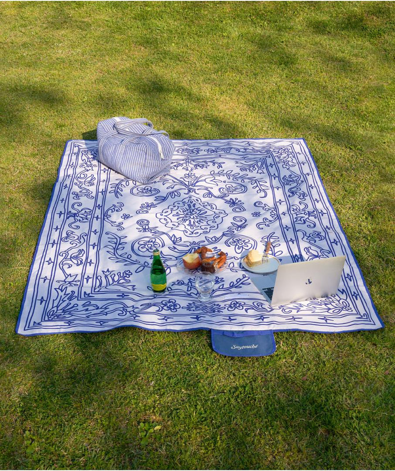 Doodle Persian Picnic Mat Blue
