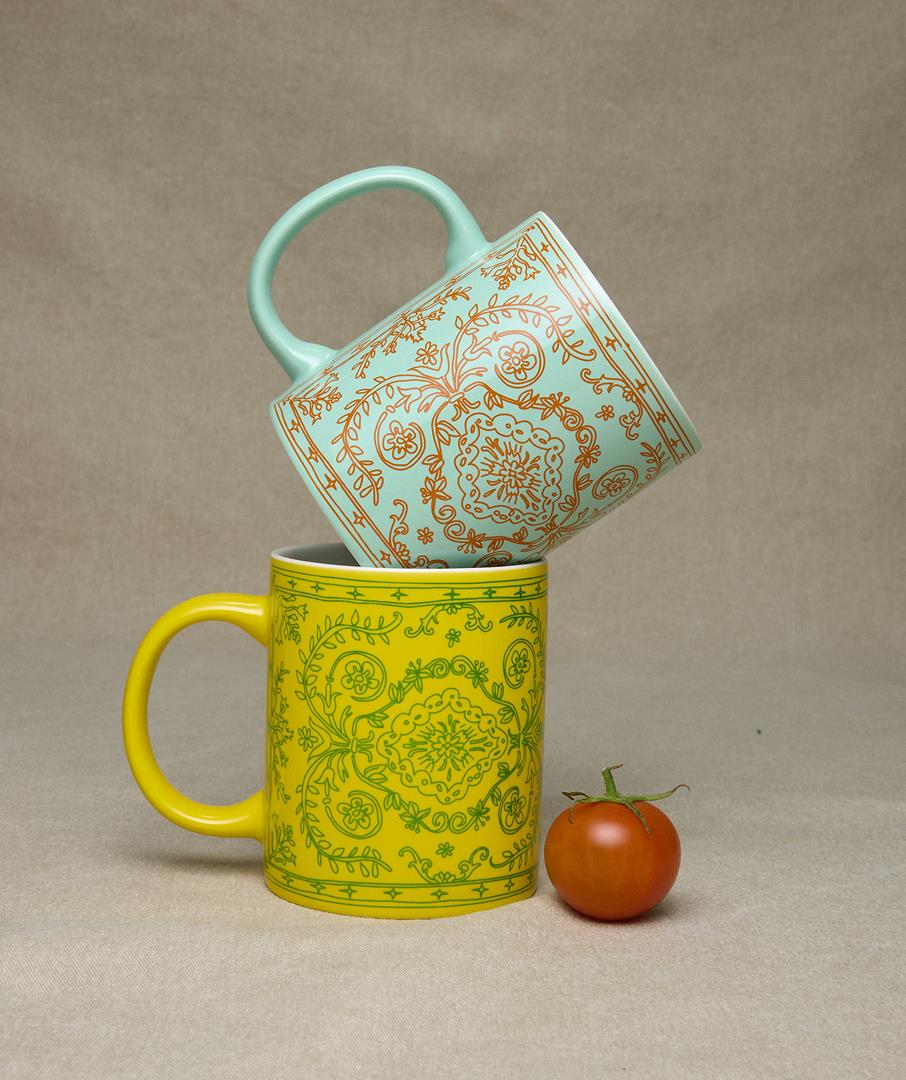 Doodle Persian Mug Yellow