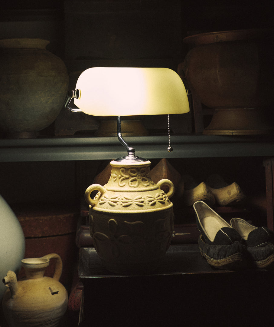 Terracotta Banker’s Lamp