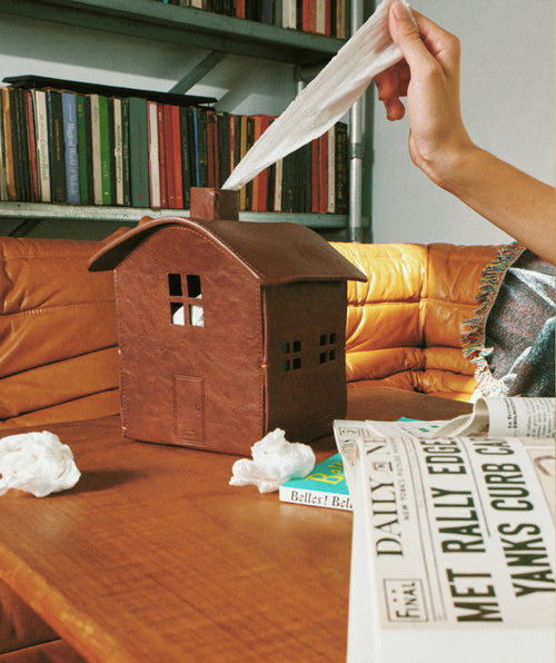 Leather House Tissue Case Brown