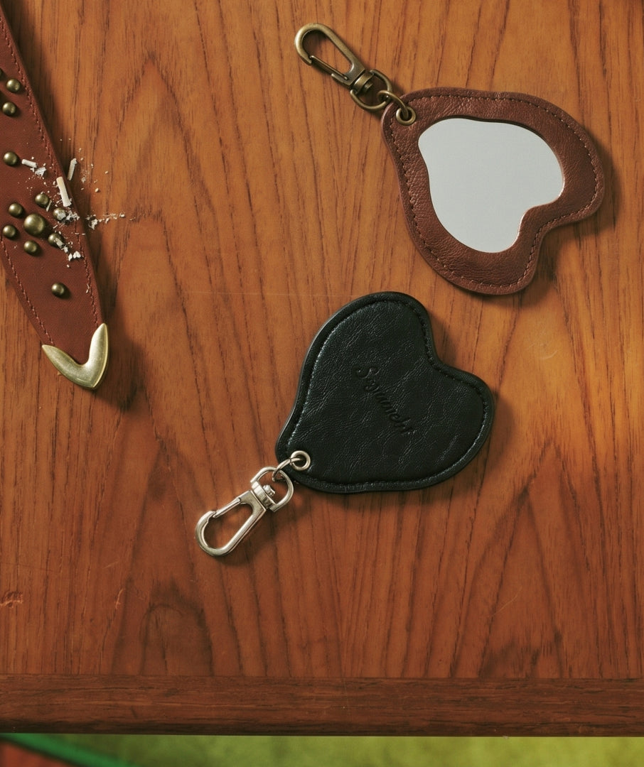 Leather Liquified Mirror Keyring 2colors