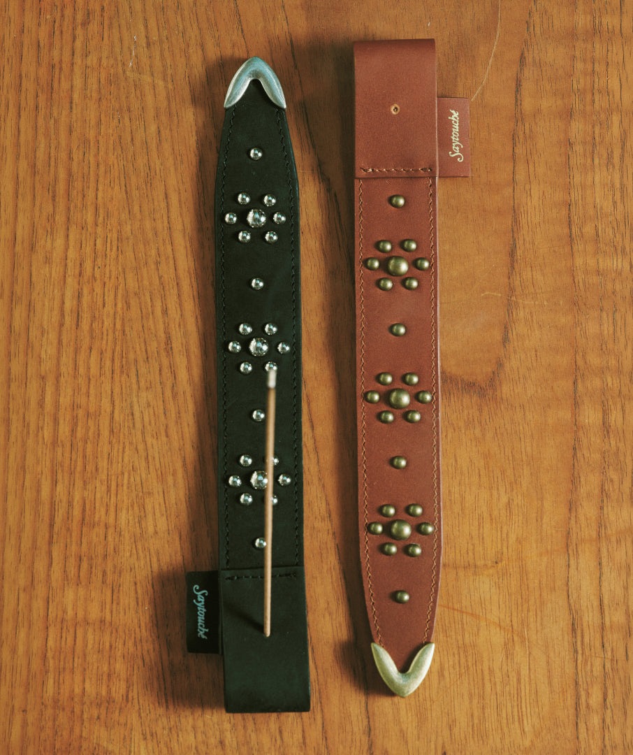 Leather Belt Incense Holder Black